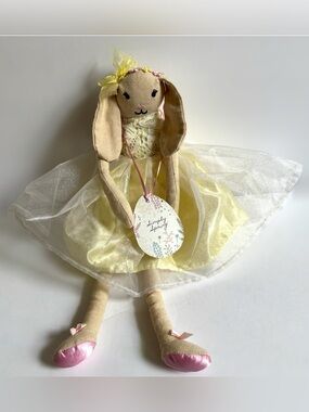 Simply Spring Bunny Rabbit Ballerina Shelf Sitter Plush Cottagecore Easter Doll